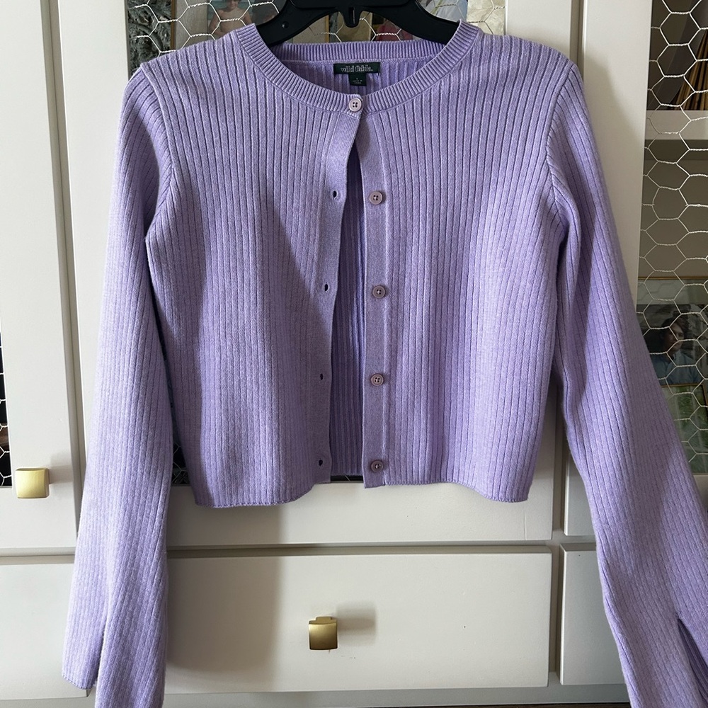 Wild Fable Lilac Ribbed Cardigan